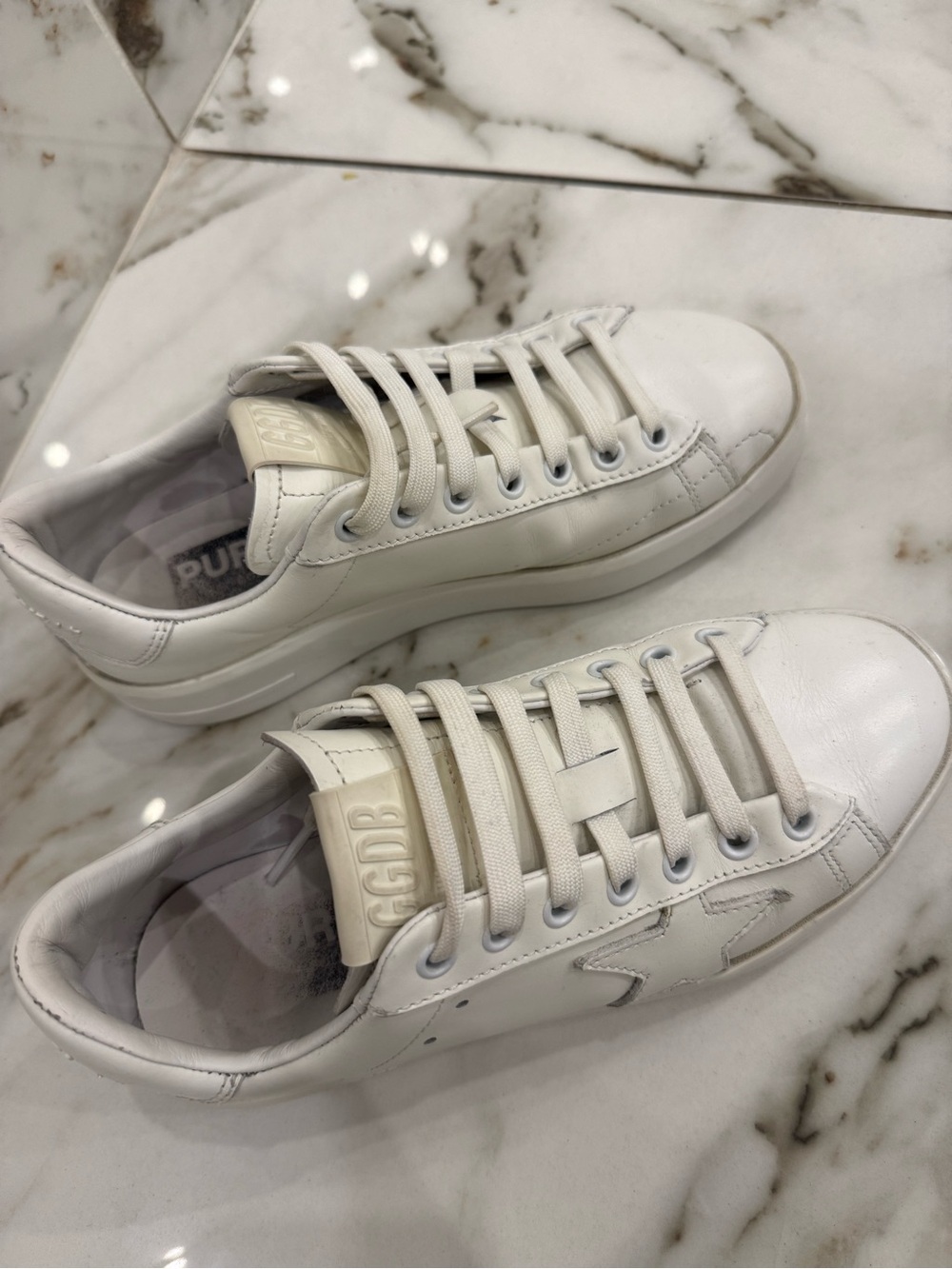Golden Goode White Leather Pure-Star Accent Sneakers - Picture 2 of 10